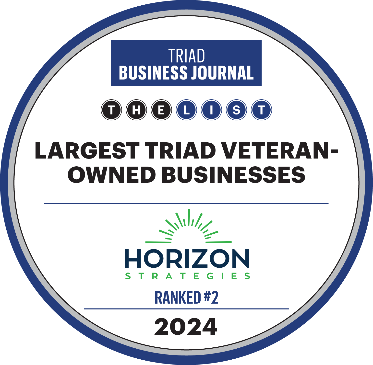 Triad Business Journal #2 Ranked Veteran Owned Business 2024 Logo